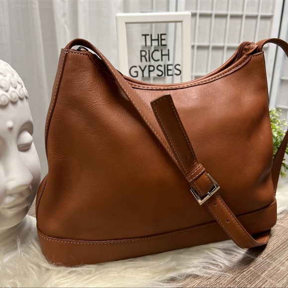 WILSONS LEATHER PELLE STUDIO COGNAC OVER THE SHOULDER HANDBAG P14 - Picture 9 of 9